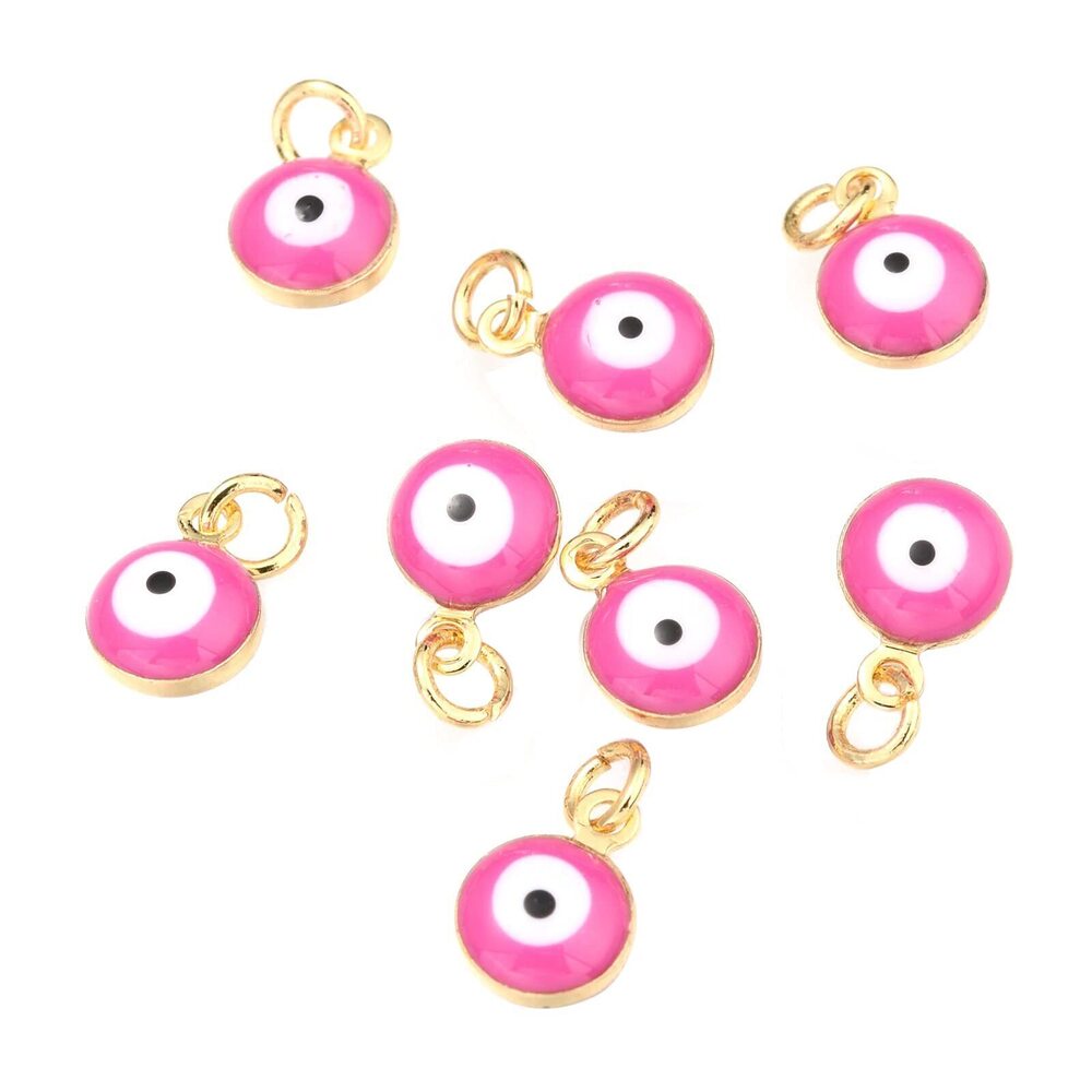 1527 50pcs Evil Eye Charms Alloy Enamel Real 18K Gold Plated Charms Lucky